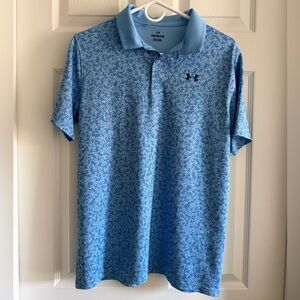Under Armour Boys Sky Blue Golf Patterned Polo XL